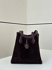 Fendi Origami Medium Dark Purple Suede Bag 27x27x16.5cm - 5