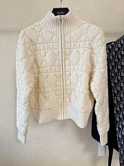 Dior Macrocannage Zipped Cardigan White - 1