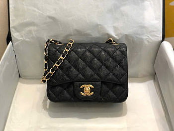 Chanel Caviar Leather Flap Bag black gold 17cm