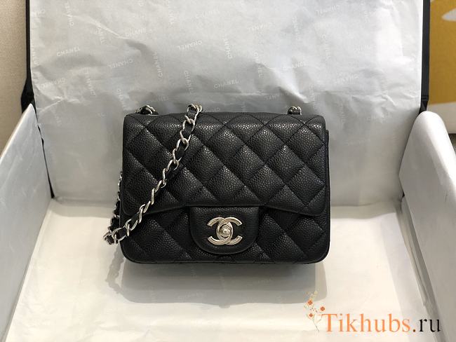 Chanel Caviar Flap Bag Black with Silver 17cm - 1