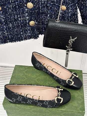 Gucci Ballerina Black Denim Flat