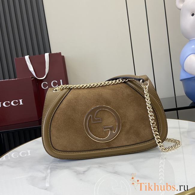 Gucci Blondie Small Shoulder Bag Light Brown Suede 26x16x8cm - 1