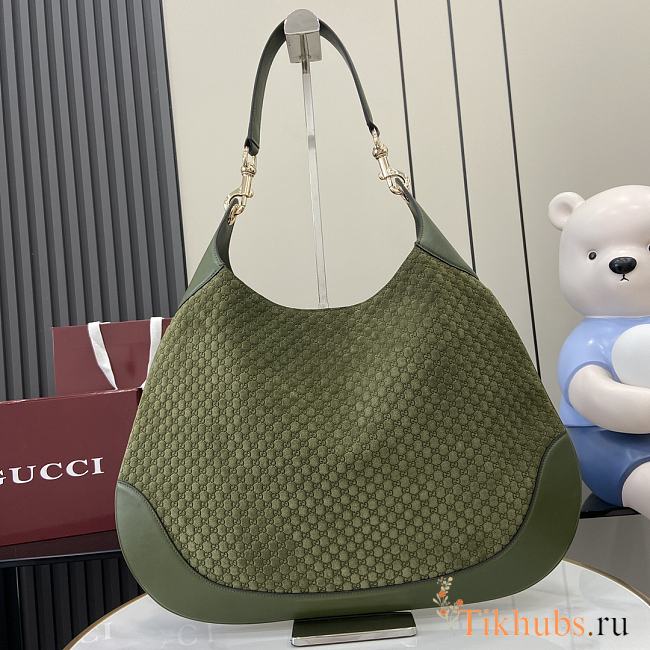 Gucci B Medium Shoulder Bag Dark Green Suede 49x46x4cm - 1