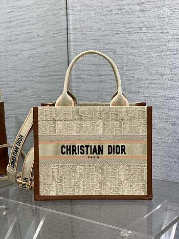 Dior Small Book Tote Beige Dior Oblique Raffia 26.5x22x14cm