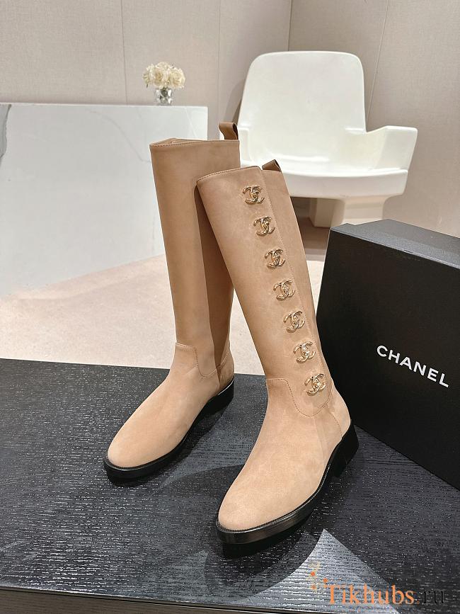 Chanel Beige Suede Boot - 1