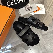 Hermès Chypre Sandals Shearling Black - 4