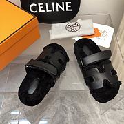 Hermès Chypre Sandals Shearling Black - 3