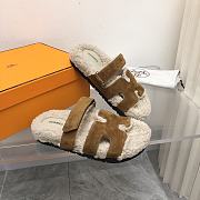 Hermès Chypre Sandals Shearling Brown Suede - 4