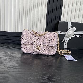 Chanel Evening Bag Sequins Gold White & Silver 20cm