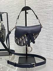 Dior Mini Saddle Bag with Strap Blue Oblique 19x16x5cm - 1