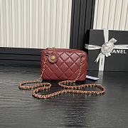 Chanel Mini Camera Case Lambskin Gold Burgundy 18x12x7cm - 4