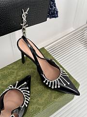 Gucci Women's Pump With Crystal Chain Black 10cm - 2