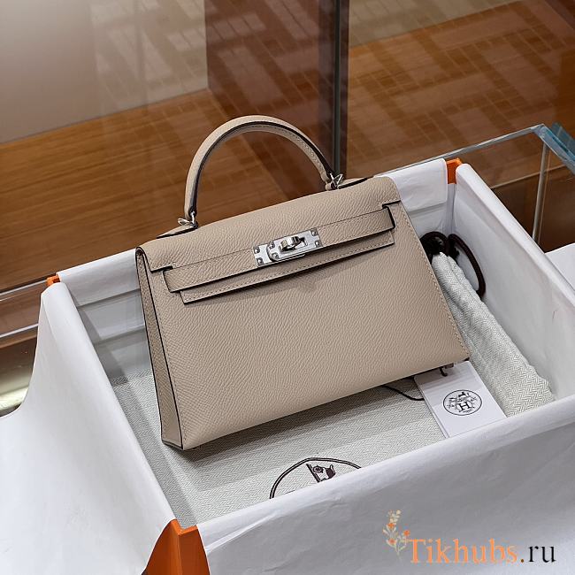 Hermes Mini Kelly 19 Nude Epsom Silver 19cm - 1