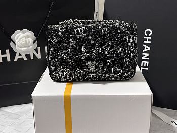 Chanel Flap Bag Sequins Black 20cm