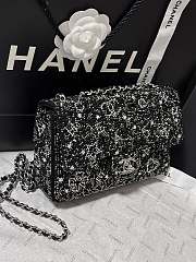 Chanel Flap Bag Sequins Black 20cm - 5