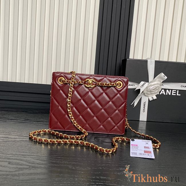 Chanel Small shopping Bag Lambskin Dark Brown 21x16x7cm - 1