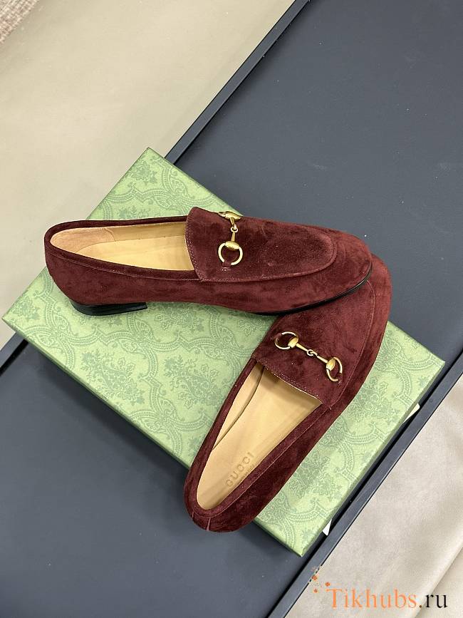 Gucci Wine Suede Loafer - 1