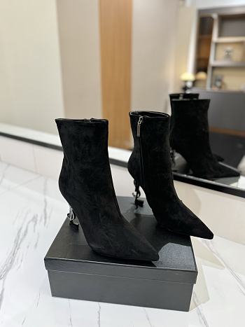 YSL Opyum Black Suede Boots 10cm