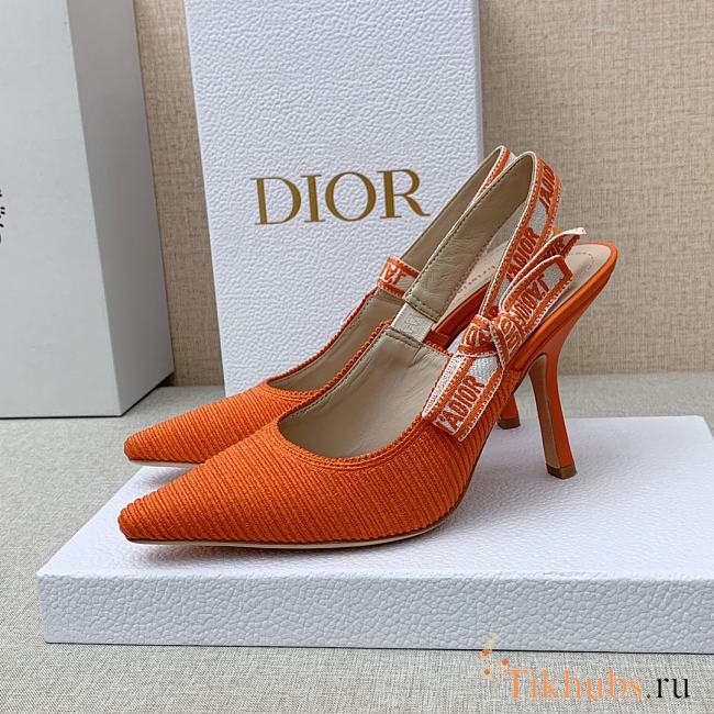 Dior J’adior Slingback Pump Orange Fabric 9.5cm - 1