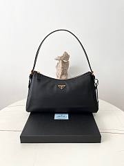 Prada Aimee Large Leather Shoulder Bag Black 39x23x12cm - 1