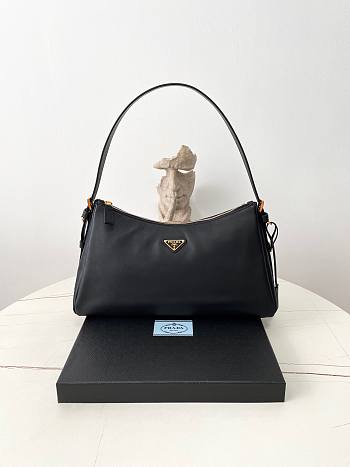 Prada Aimee Large Leather Shoulder Bag Black 39x23x12cm