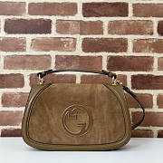 Gucci Blondie Medium Top Handle Bag Brown Suede 32x17x10cm - 1