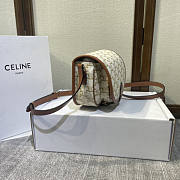 Celine Medium Folco Bag Triomphe Canvas Calfskin White 18.5x17x7cm - 4