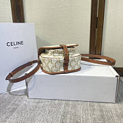 Celine Medium Folco Bag Triomphe Canvas Calfskin White 18.5x17x7cm - 3