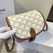 Celine Medium Folco Bag Triomphe Canvas Calfskin White 18.5x17x7cm - 2