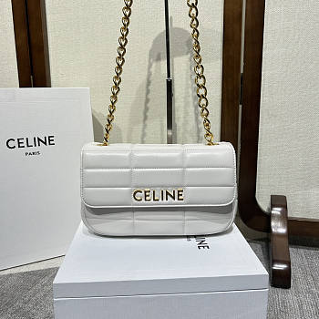 Celine Chain Shoulder Bag Matelasse White Gold 24x15x5cm