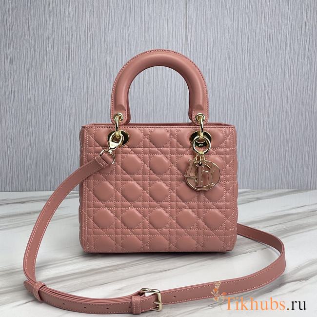 Dior Medium Lady Bag Pink Cannage Lambskin 24x20x11cm - 1