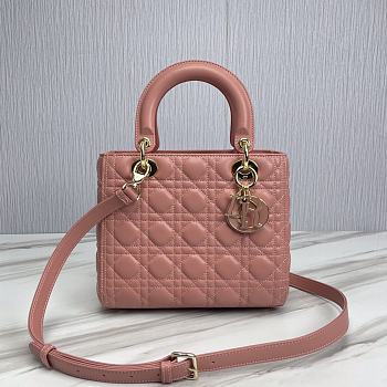 Dior Medium Lady Bag Pink Cannage Lambskin 24x20x11cm