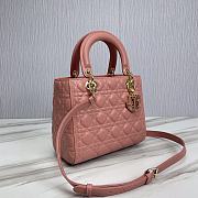 Dior Medium Lady Bag Pink Cannage Lambskin 24x20x11cm - 3
