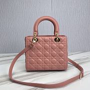 Dior Medium Lady Bag Pink Cannage Lambskin 24x20x11cm - 2