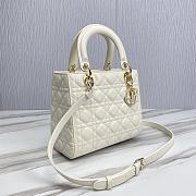 Dior Medium Lady Bag White Cannage Lambskin 24x20x11cm - 3