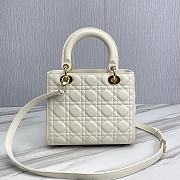 Dior Medium Lady Bag White Cannage Lambskin 24x20x11cm - 2