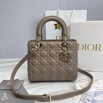 Dior Medium Lady Bag Taupe Cannage Lambskin 24x20x11cm