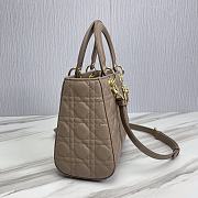 Dior Medium Lady Bag Taupe Cannage Lambskin 24x20x11cm - 5