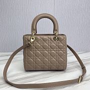 Dior Medium Lady Bag Taupe Cannage Lambskin 24x20x11cm - 3