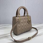 Dior Medium Lady Bag Taupe Cannage Lambskin 24x20x11cm - 2