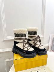 Fendi Apres Chic White Sheepskin Black Suede Boots - 1