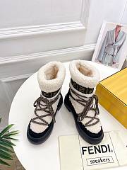 Fendi Apres Chic White Sheepskin Black Suede Boots - 5