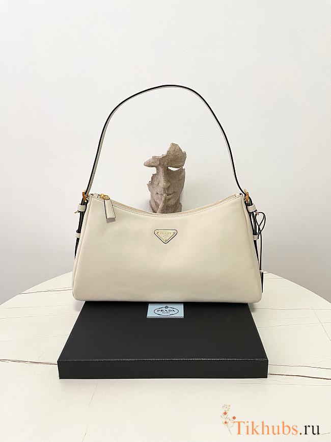 Prada Aimee Large Leather Shoulder Bag White 39x23x12cm - 1