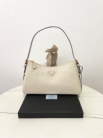 Prada Aimee Large Leather Shoulder Bag White 39x23x12cm