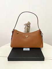 Prada Aimee Large Leather Shoulder Bag Cognac 39x23x12cm - 1