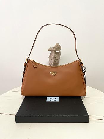 Prada Aimee Large Leather Shoulder Bag Cognac 39x23x12cm