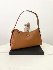 Prada Aimee Large Leather Shoulder Bag Cognac 39x23x12cm - 5