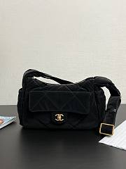 Chanel Bowling Bag Black Velvet 32x20x12cm - 1