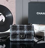 Chanel Flap Bag 11.12 Tweed Black Light Blue 20cm - 1