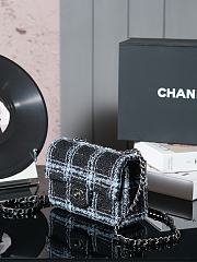 Chanel Flap Bag 11.12 Tweed Black Light Blue 20cm - 3